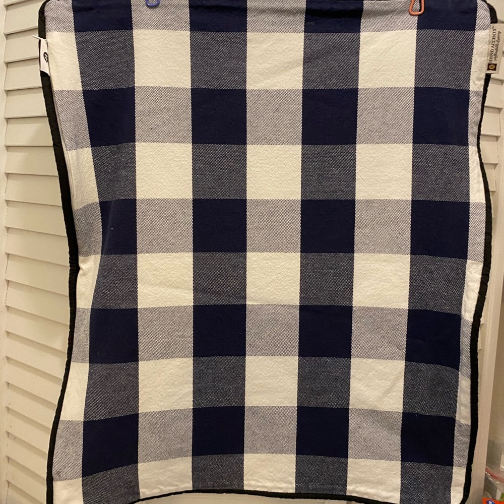 HiEnd ACCENT Pillow Sham (1) “NavyBlue/White Plaid” 21.5”x 24.5” Heavy w/Zip EUC